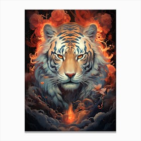 Tiger In Fire Canvas Print