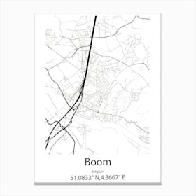 Boom,Belgium Minimalist Map Canvas Print