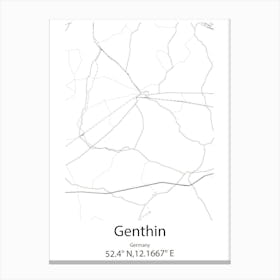 Genthin,Germany Minimalist Map Canvas Print