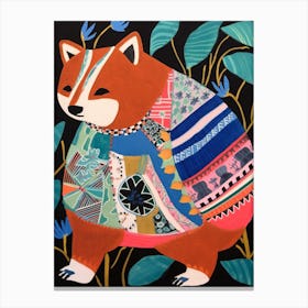 Maximalist Animal Painting Red Panda 2 Canvas Print
