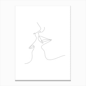 Couple Kiss One Line Canvas Print