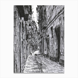 Narrow Street Of Sant Pere Canvas Print