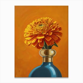 Flower In A Blue Vase Canvas Print