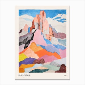 Huascaran Peru 3 Colourful Mountain Illustration Poster Canvas Print