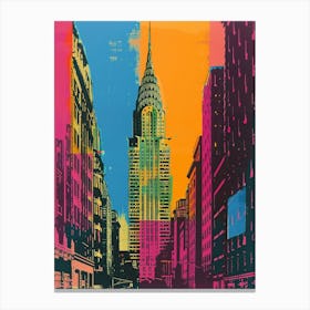 Chrysler Building New York Colourful Silkscreen Illustration 2 Canvas Print
