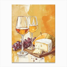 Cheese & Wine Rustic Illustration 1 Canvas Print