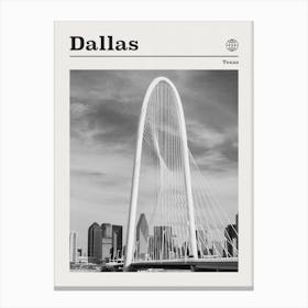 Dallas Texas Black And White Canvas Print