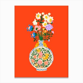 Peachy Flower Bouquet Canvas Print