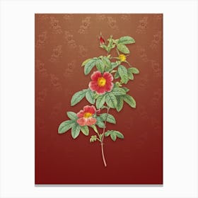 Vintage Single May Rose Botanical on Falu Red Pattern n.0867 Canvas Print