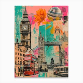 London   Retro Collage Style 2 Canvas Print