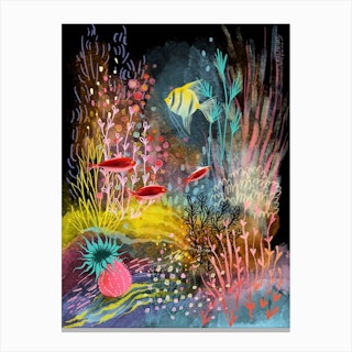 Underwater Colorful Fish Anemones Canvas Print