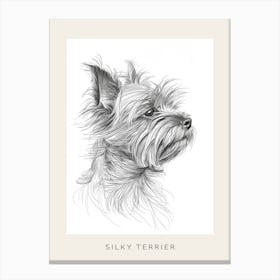 Silky Terrier Dog Line Sketch 3 Poster Canvas Print