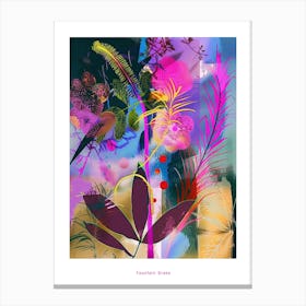 Fountain Grass 3 Neon Flower Collage Poster Canvas Print