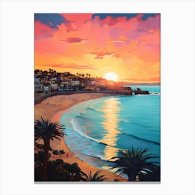 Sunkissed Painting Of Coogee Beach Sydney Australia 2 Canvas Print