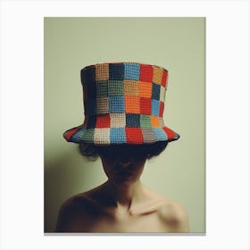Retro Crochet Hat Photography Canvas Print