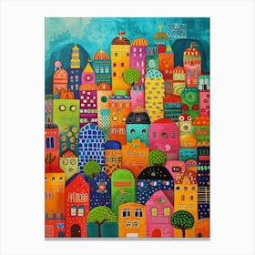 Colourful Kitsch Cityscape 1 Canvas Print