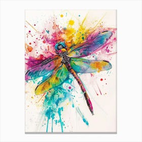 Dragonfly Colourful Watercolour 4 Canvas Print