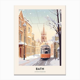 Vintage Winter Travel Poster Bath United Kingdom 1 Canvas Print