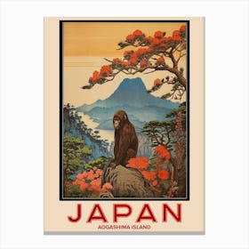 Aogashima Island, Visit Japan Vintage Travel Art 4 Canvas Print