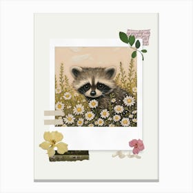 Scrapbook Baby Raccoon Fairycore Painting 3 Canvas Print