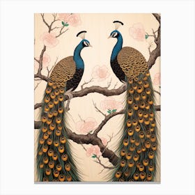 Art Nouveau Birds Poster Peacock 3 Canvas Print
