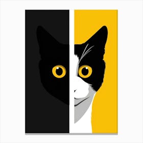 Black And Yellow Cat Canvas Print