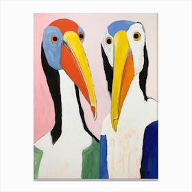 Colourful Kids Animal Art Pelican 6 Canvas Print