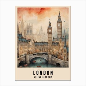 London Travel Poster Vintage United Kingdom Painting (32) Canvas Print