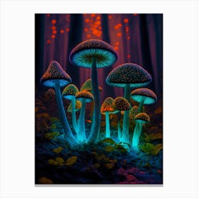 Psychedelic Mushrooms In The Forest Canvas Print