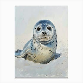 Harp Seal Pastel Watercolour 4 Canvas Print