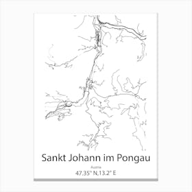 Sankt Johann Im Pongau,Austria Minimalist Map Canvas Print