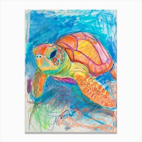 Sea Turtle Rainbow Abstract Scribble 1 Canvas Print