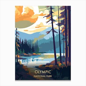 Olympic National Park Travel Poster Illustration Style 7 Canvas Print
