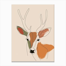 Deer - Boho, Line Art 2 Canvas Print