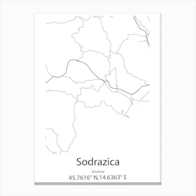 Sodrazica,Slovenia Minimalist Map Toile