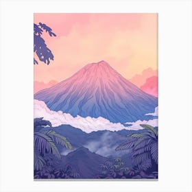 Mount Yasur Vanuatu Color Line Drawing (3) Canvas Print