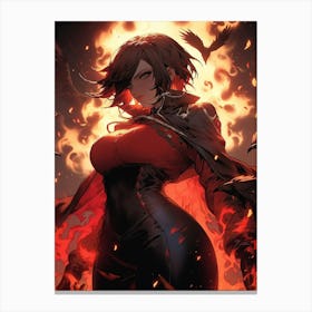 Girl In Flames Canvas Print