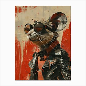 Rat In Leather Jacket Canvas Print