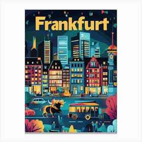 Aihrgdesign A 1970s Inspired Travel Poster For Frankfurt 2 Canvas Print