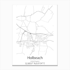 Holbeach,United Kingdom Minimalist Map Canvas Print