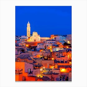 Italy, Typical Old Houses Called Sassi In Matera Town Canvas Print