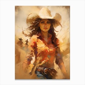 Cowgirl Impressionism Style 2 Canvas Print