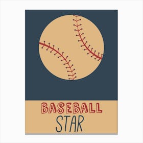 Baseball Star vintage style poster Canvas Print