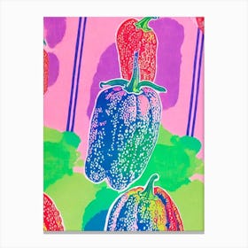 Chili Pepper 2 Risograph Retro Poster vegetable Canvas Print