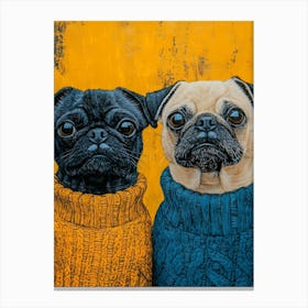 Pugs In Sweaters 3 Canvas Print