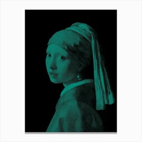 Girl With a Pearl Earring Turquoise Canvas Print