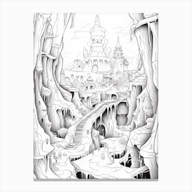 The Cave Of Wonders (Aladdin) Fantasy Inspired Line Art 4 Canvas Print