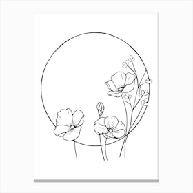 Flowers In A Circle Minimalist Line Art Monoline Illustration Canvas Print