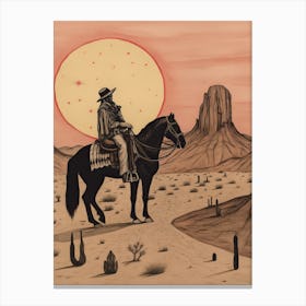 Cowbow Riding A Horse In The Desert 4 Canvas Print