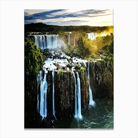 Three Musketeers Falls At Iguazu Falls, And The Rivadavia Falls On The Argentine Canvas Print